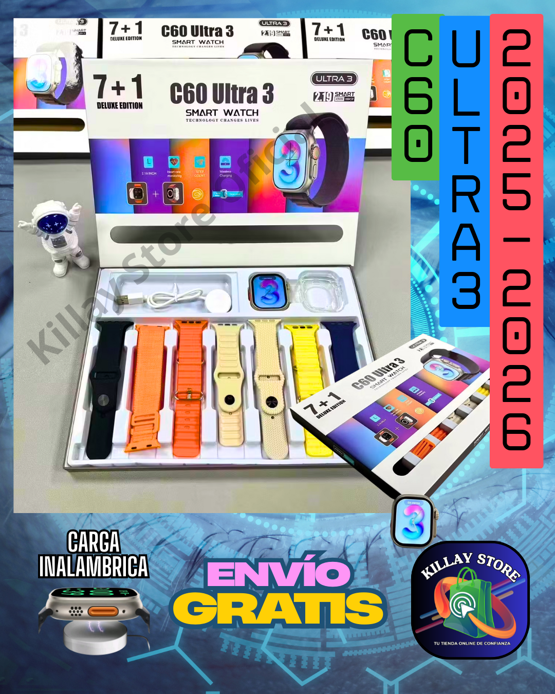 🎉🚨 Smart Watch 9 en 1 🚨🎉 Modelo y fabricación 2026 Ultra 3, Pantalla Amoled IP68 resistente al agua💦 y al polvo💨