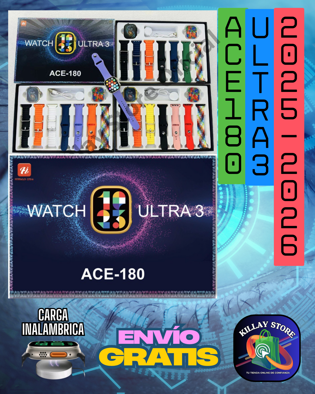 🎉🚨 Smart Watch 9 en 1 🚨🎉 Modelo y fabricación 2026 Ultra 3, Pantalla Amoled IP68 resistente al agua💦 y al polvo💨