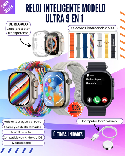 🎉🚨 Smart Watch 9 en 1 🚨🎉 Modelo y fabricación 2026 Ultra 3, Pantalla Amoled IP68 resistente al agua💦 y al polvo💨
